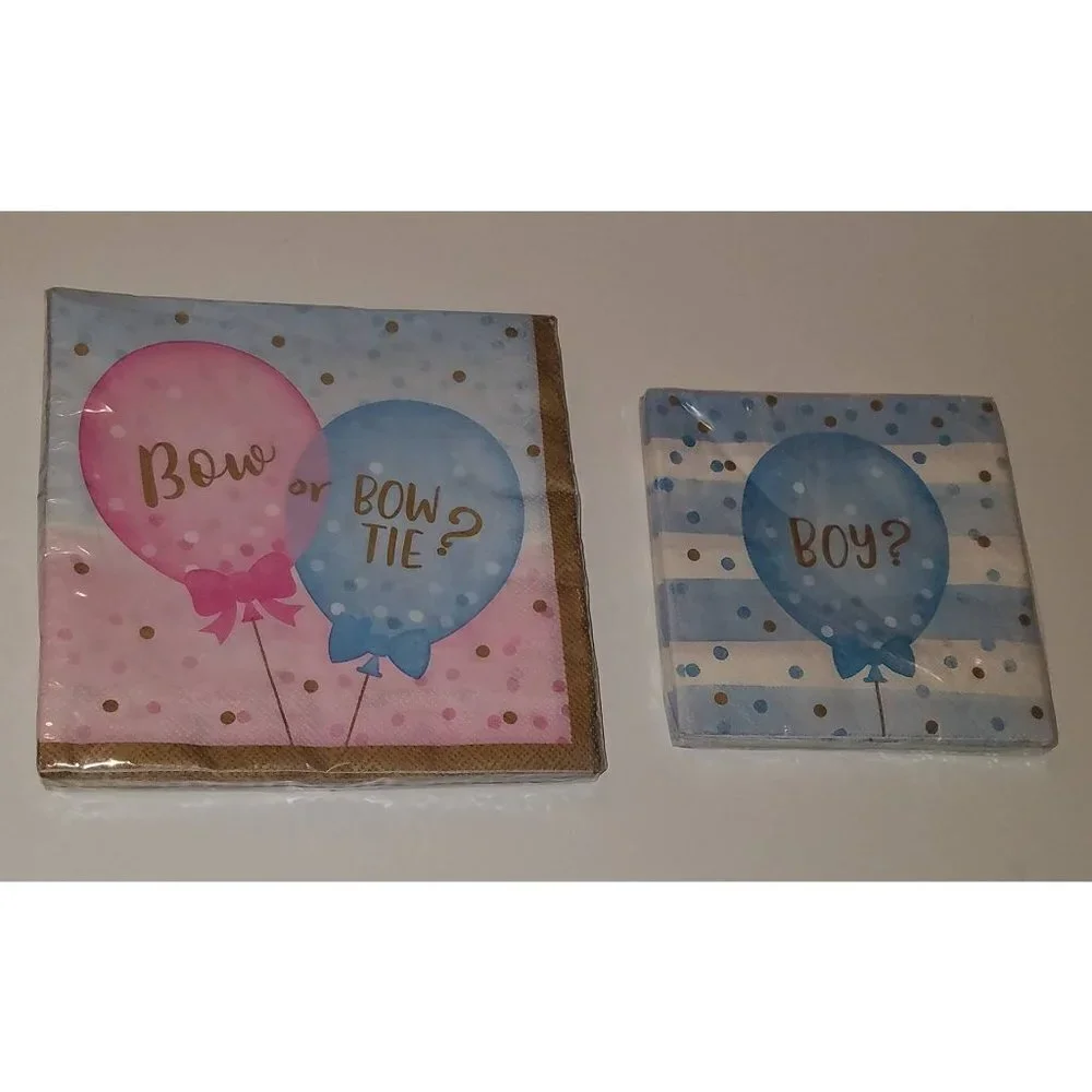 Baby Shower Gender Reveal Party Lot Napkins Plates Cups Thank You Cards Boy Girl